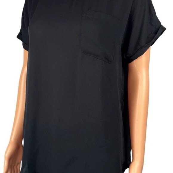 Buffalo David Bitton Womens Size XXL Black Woven Blouse Patch Pockets Keyhole 2X - Picture 2 of 8